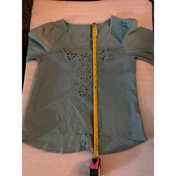 Xhilaration Women's Blue Cut Out Blouse XS Bohemian Castlecore Corporate Siren - Picture 7 of 9